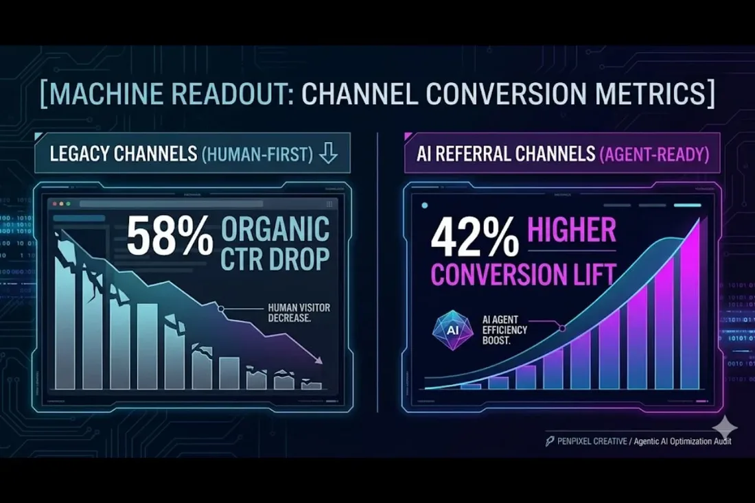 Machine readout: AI-referred traffic channel conversion metrics vs traditional channels